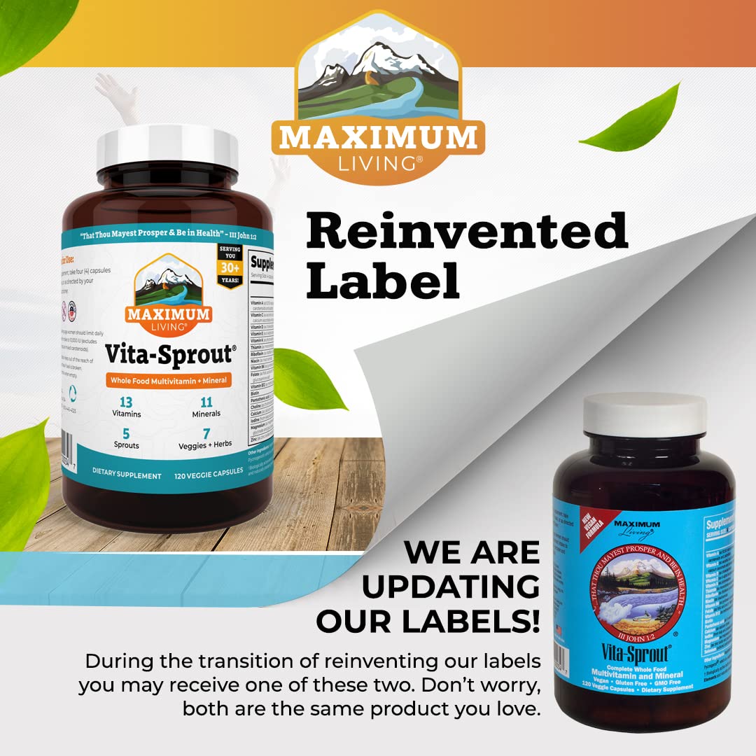 Maximum Living - Vita-Sprout Whole-Food Multivitamin & Phytonutrient Blend - 120 Capsules - dailyvitalstore