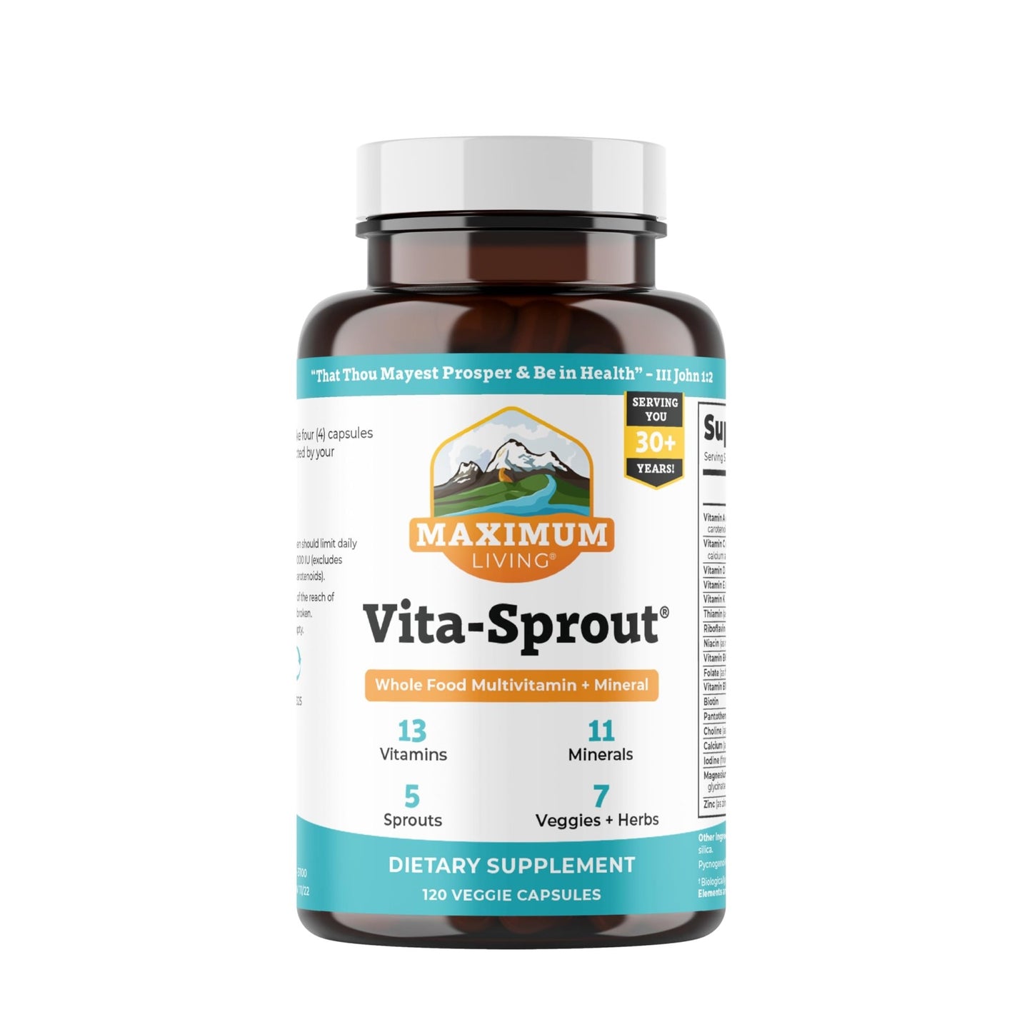 Maximum Living - Vita-Sprout Whole-Food Multivitamin & Phytonutrient Blend - 120 Capsules - dailyvitalstore