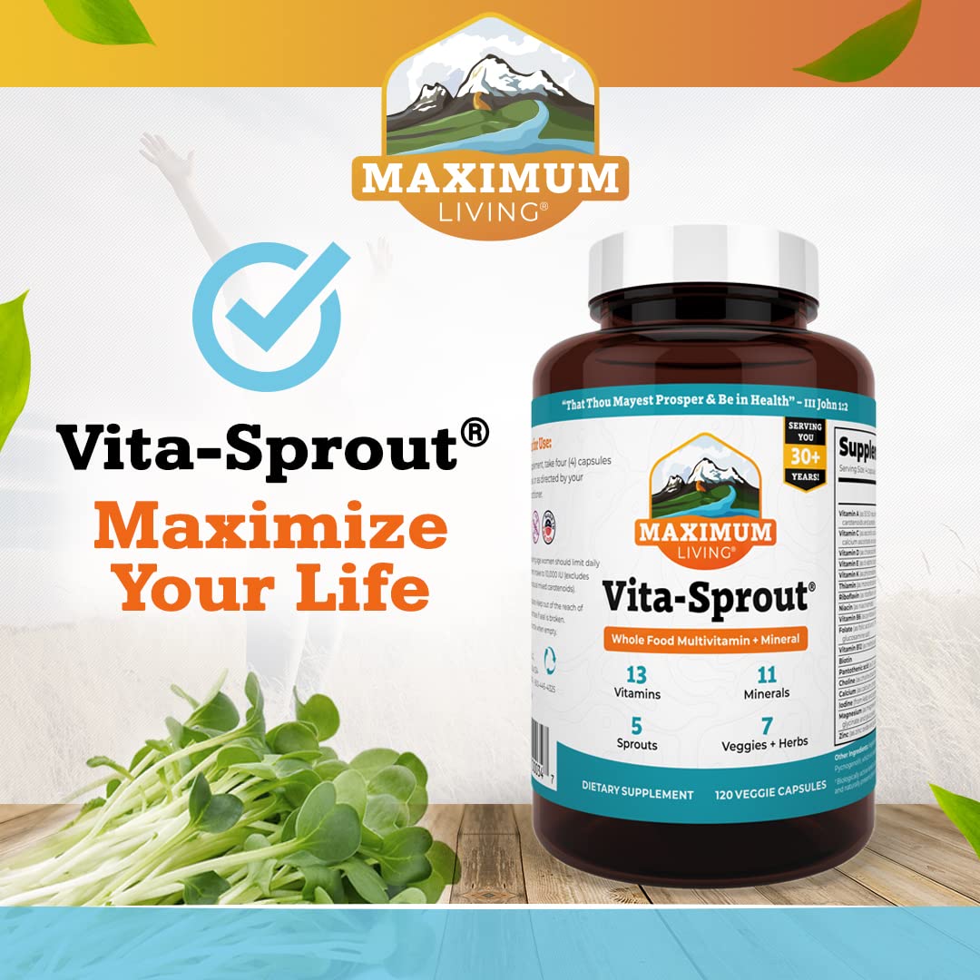 Maximum Living - Vita-Sprout Whole-Food Multivitamin & Phytonutrient Blend - 120 Capsules - dailyvitalstore