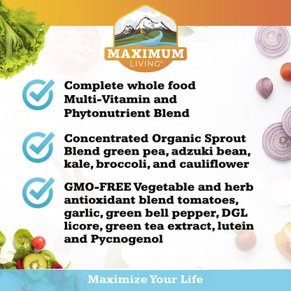 Maximum Living - Vita-Sprout Whole-Food Multivitamin & Phytonutrient Blend - 120 Capsules - dailyvitalstore