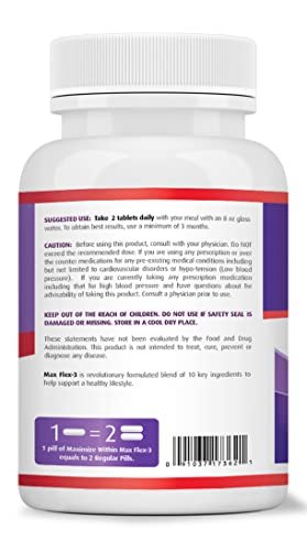 Maximum Slim Max Flex-3 Pain Relief Formula with Green Lipped Mussel - 60 Count - dailyvitalstore