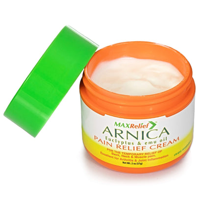MaxRelief Arnica Montana Pain Cream - Advanced Formula for Deep Relief - Soothe Knee, Joint & Muscle Pain - Reduce Swelling, Joint Inflammation Fibromyalgia & Plantar Fasciitis Relief - Emu Oil 2oz - dailyvitalstore