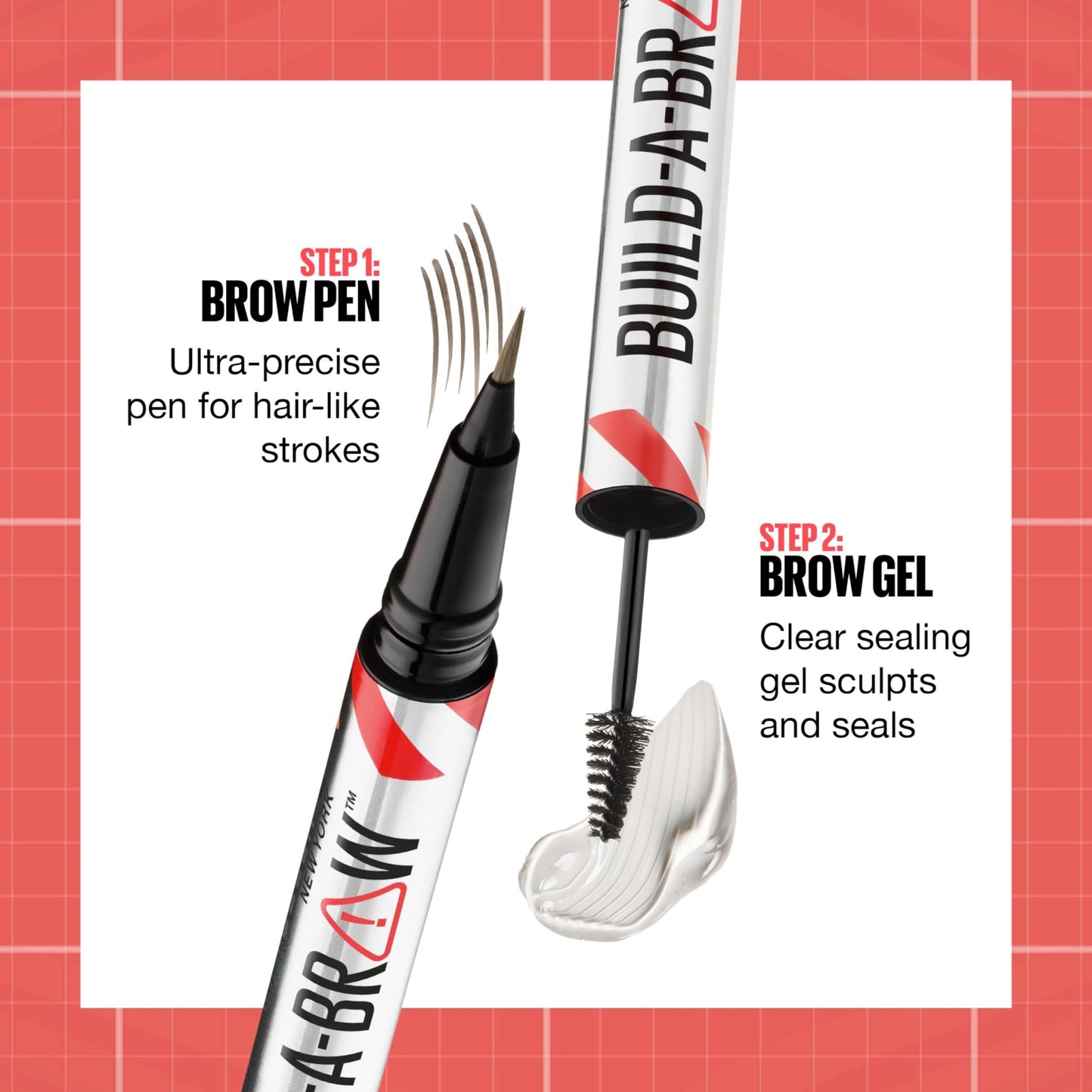 Maybelline Build-A-Brow 2-in-1 Brow Pen and Sealing Eyebrow Gel, Eyebrow Makeup for Real-Looking, Fuller Brows, Black Brown, 1 Count - dailyvitalstore