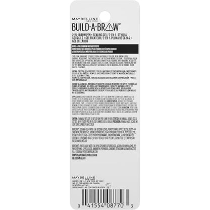 Maybelline Build-A-Brow 2-in-1 Brow Pen and Sealing Eyebrow Gel, Eyebrow Makeup for Real-Looking, Fuller Brows, Black Brown, 1 Count - dailyvitalstore