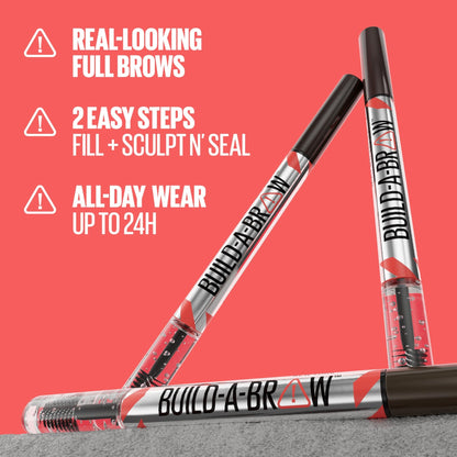 Maybelline Build-A-Brow 2-in-1 Brow Pen and Sealing Eyebrow Gel, Eyebrow Makeup for Real-Looking, Fuller Brows, Black Brown, 1 Count - dailyvitalstore