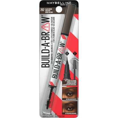 Maybelline Build-A-Brow 2-in-1 Brow Pen and Sealing Eyebrow Gel, Eyebrow Makeup for Real-Looking, Fuller Brows, Black Brown, 1 Count - dailyvitalstore