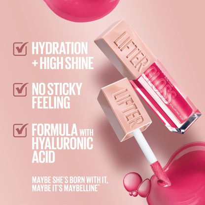 Maybelline Lifter Gloss, Hydrating Lip Gloss with Hyaluronic Acid, High Shine for Plumper Looking Lips, Opal, Pink Neutral, 0.18 Ounce - dailyvitalstore