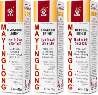 Mayinglong Musk Hemorrhoids Ointment (3 x 10g Tubes), 30g - Maximum Strength Formula for Hemorrhoidal Fast Relief, Soothes Itching, Burning & Discomfort - Fast-Acting Treatment to Shrink Swelling - dailyvitalstore