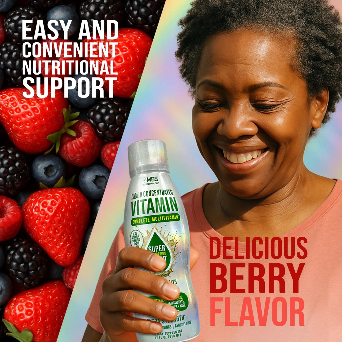 MBS Biotechnology Liquid Multivitamin for Adults – Complete High-Absorption Daily Vitamin with Superfoods, CoQ10, B-Complex, Turmeric & PQQ – Immune & Energy Support – Berry Flavor, 17 oz - dailyvitalstore