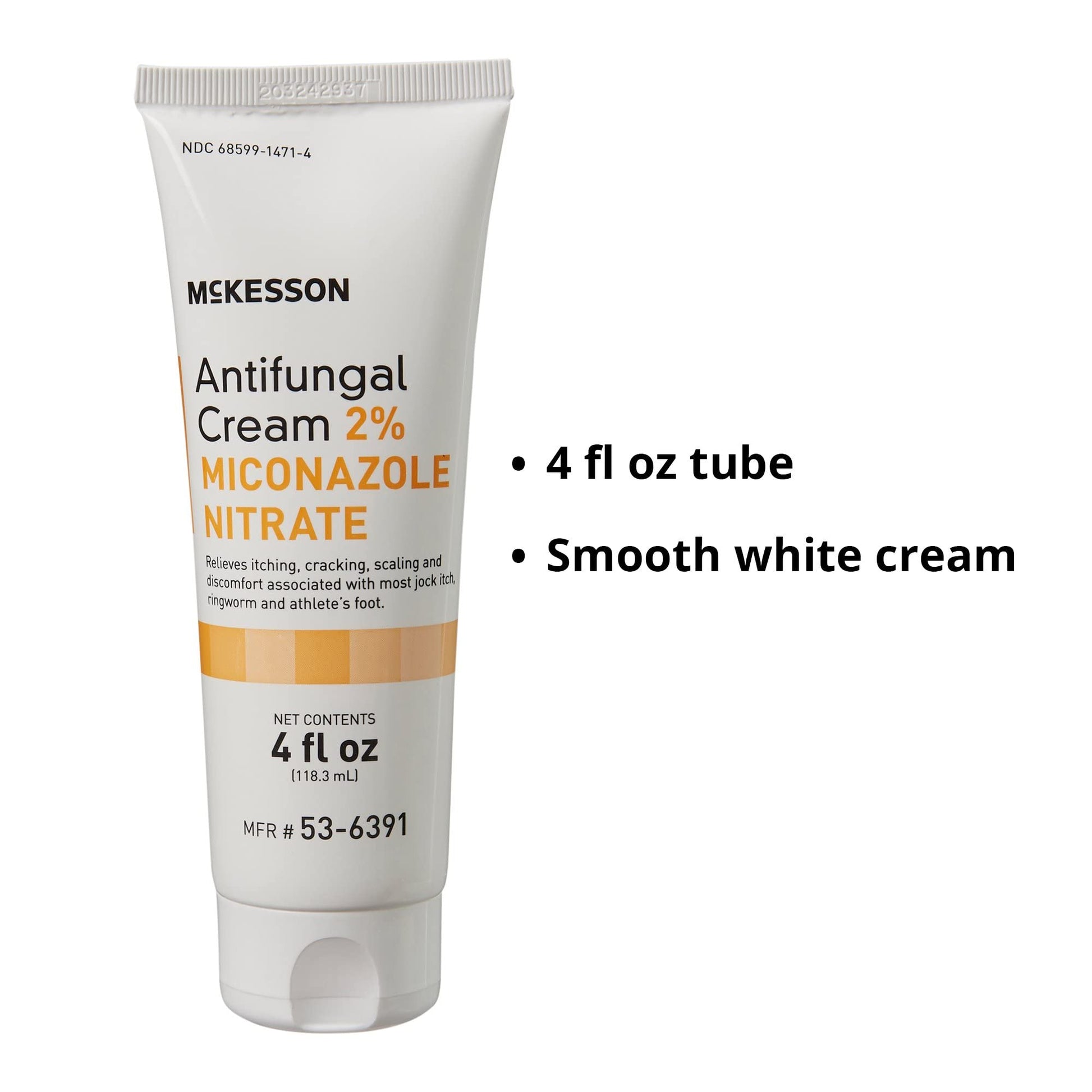 McKesson Antifungal Cream, 2% Miconazole Nitrate - Relieves Itching, Burning, Cracking from Jock Itch, Ringworm and Athlete Foot - 4 oz., 1 Count - dailyvitalstore