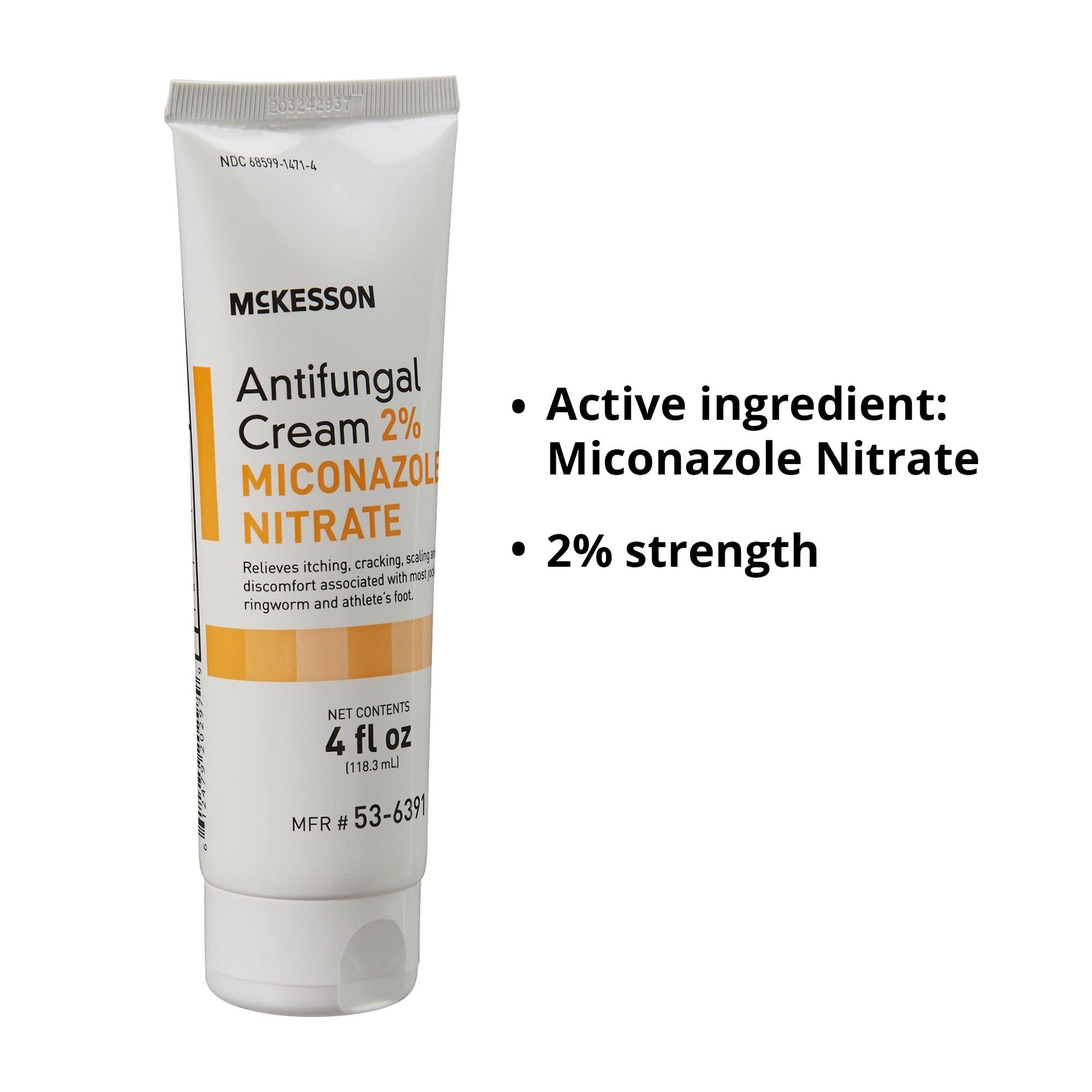 McKesson Antifungal Cream, 2% Miconazole Nitrate - Relieves Itching, Burning, Cracking from Jock Itch, Ringworm and Athlete Foot - 4 oz., 1 Count - dailyvitalstore