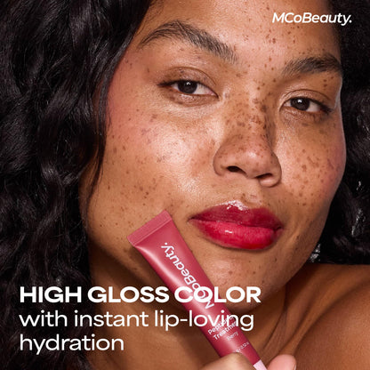 MCoBeauty Peptide Lip Treatment Caramel - Nude Brown Tinted Lip Balm Plumper Gloss for Women - Hydrating Lip Oil with Shea Butter, Peptides for Soft Plump Lips - Vegan Cruelty Free Lip Care - dailyvitalstore