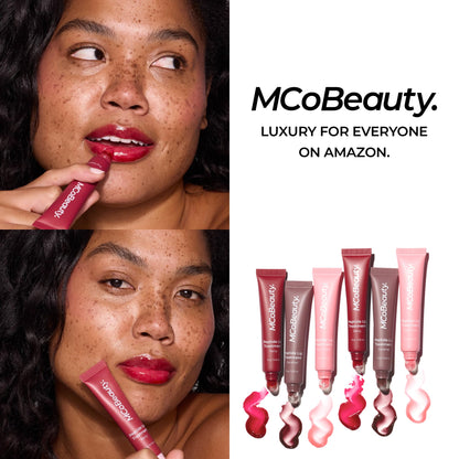 MCoBeauty Peptide Lip Treatment Caramel - Nude Brown Tinted Lip Balm Plumper Gloss for Women - Hydrating Lip Oil with Shea Butter, Peptides for Soft Plump Lips - Vegan Cruelty Free Lip Care - dailyvitalstore