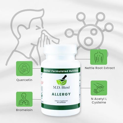 M.D. Blend Nature’s Biotic & Allergy Expert Bundle for Immune Support, Seasonal Allergy Relief, Respiratory Wellness, Quercetin and Bromelain, NAC Nettle Root Vitamins & Minerals Plant-Based Capsules - dailyvitalstore