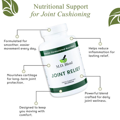 M.D. Joint - Experts Formulated Supplement - Joint Supplements for Women & Men, Knees, HIPS, Ankles, Collagen, Hydrolyzed, Glucosamine Chondroitin MSM, BioPerine, Turmeric - 120 Capsules (Pack of 1) - dailyvitalstore