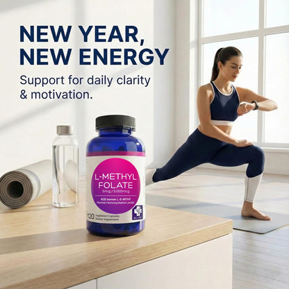 MD Life L-Methylfolate 5 mg Supplement - Professional-Grade Active L Methylfolate Supplement - 120 Capsules - L-Methylfolate 5mg - Maximum Potency MTHFR W/Essential Amino Acids - dailyvitalstore