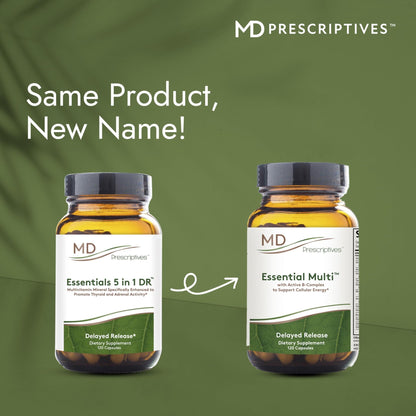 MD Prescriptives - Essential Multi (Delayed Release) - Multivitamin Mineral Complex Supplement for Enhanced Hormone Support - 120 Capsules - dailyvitalstore