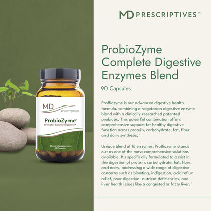 MD Prescriptives - ProbioZyme - Vegetarian Digestive Enzymes - Supplement for Digestive & Gut Health - 90 Capsules - dailyvitalstore