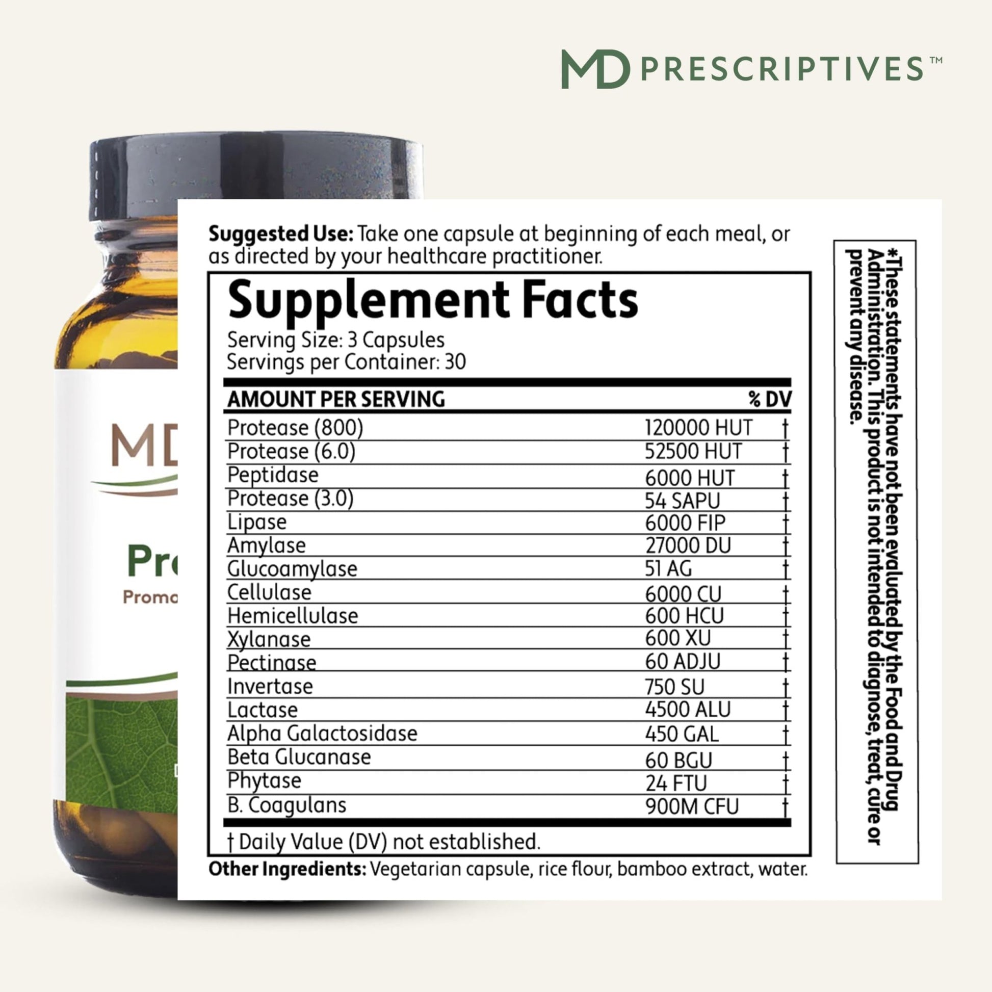 MD Prescriptives - ProbioZyme - Vegetarian Digestive Enzymes - Supplement for Digestive & Gut Health - 90 Capsules - dailyvitalstore
