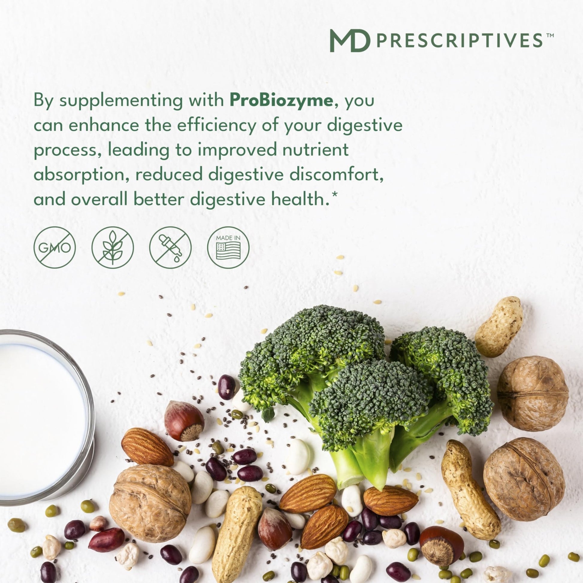 MD Prescriptives - ProbioZyme - Vegetarian Digestive Enzymes - Supplement for Digestive & Gut Health - 90 Capsules - dailyvitalstore