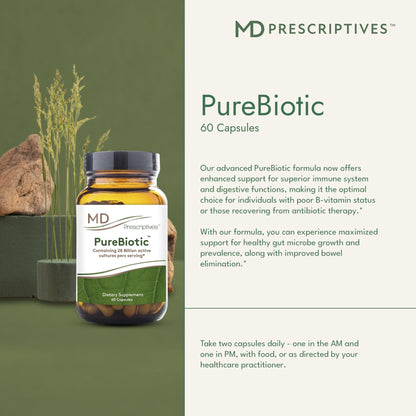 MD Prescriptives - PureBiotic - Probiotic Dietary Supplement for Digestive & Gut Health - 60 Capsules - dailyvitalstore