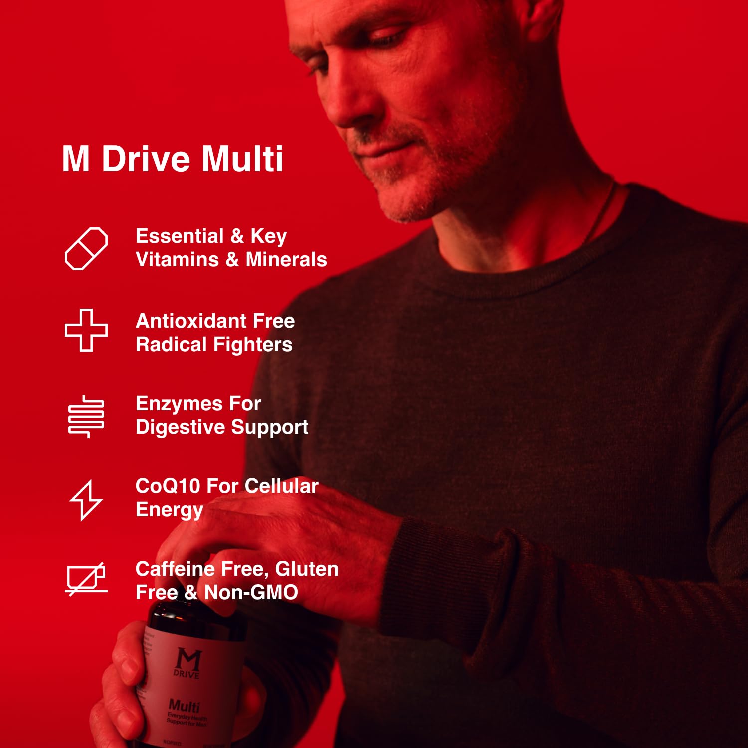 Mdrive Multivitamin for Men, Daily Multivitamin - Immune Health Support from Zinc, Selenium, Manganese & Vitamin D, Enzymes for Digestive Support, CoQ10 for Energy and Vitamin K2, 90 Capsules - dailyvitalstore