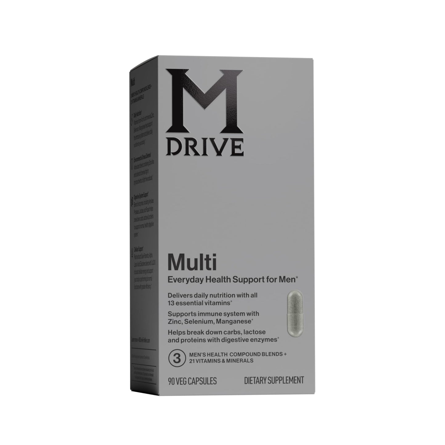 Mdrive Multivitamin for Men, Daily Multivitamin - Immune Health Support from Zinc, Selenium, Manganese & Vitamin D, Enzymes for Digestive Support, CoQ10 for Energy and Vitamin K2, 90 Capsules - dailyvitalstore