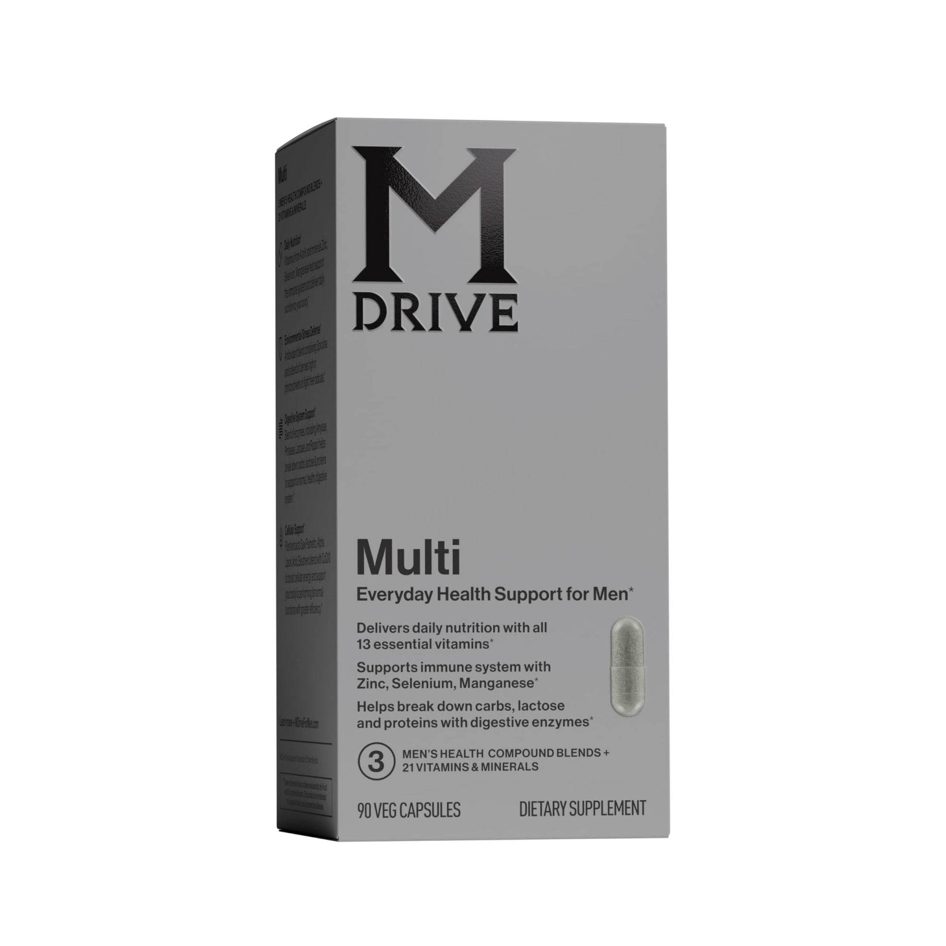 Mdrive Multivitamin for Men, Daily Multivitamin - Immune Health Support from Zinc, Selenium, Manganese & Vitamin D, Enzymes for Digestive Support, CoQ10 for Energy and Vitamin K2, 90 Capsules - dailyvitalstore