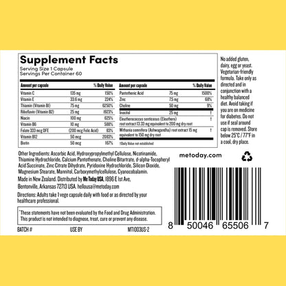 me today Energise Supplement Super B Vitamin B Complex for Men & Women - B6, B12 with Vitamin C, Zinc, Ashwagandha and Siberian Ginseng - dailyvitalstore