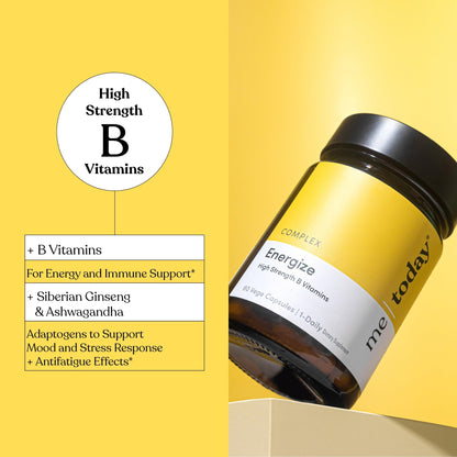 me today Energise Supplement Super B Vitamin B Complex for Men & Women - B6, B12 with Vitamin C, Zinc, Ashwagandha and Siberian Ginseng - dailyvitalstore