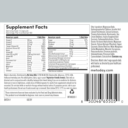 me today Multivitamin for Men, Mineral Supplements with 27 Vitamins, Minerals and Herbs, Including D, C, A, B, Biotin and Zinc, Vegetarian | General Health Supplements | 60 Capsules - dailyvitalstore