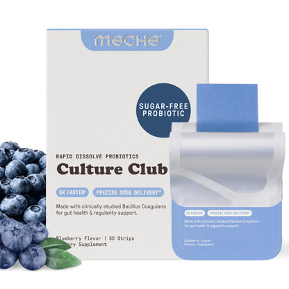 Meche Culture Club Probiotics for Digestive Health and Regularity - 5 Billion CFUs, Probiotics for Women and Men - Gut Health Supplements - Dissolve Strips - dailyvitalstore
