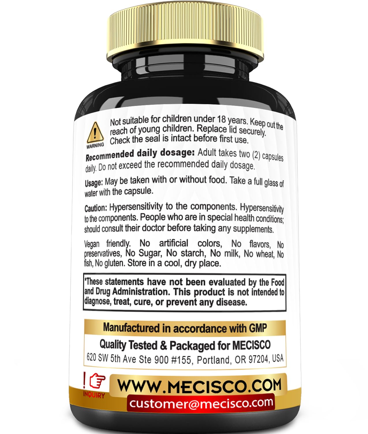 Mecisco 11 in 1 Citrus Bergamot Supplement 1000mg with Black Chokeberry, Berberine HCl & More - 90 Capsules - Supports Heart Health, Immune System, Energy Production - dailyvitalstore