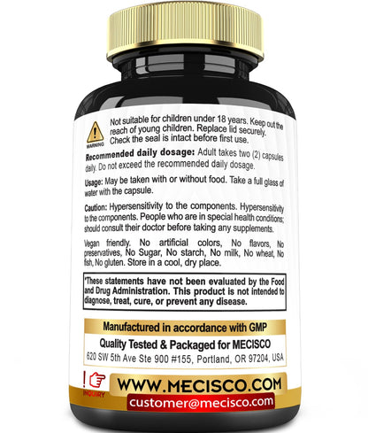 Mecisco 11 in 1 Citrus Bergamot Supplement 1000mg with Black Chokeberry, Berberine HCl & More - 90 Capsules - Supports Heart Health, Immune System, Energy Production - dailyvitalstore