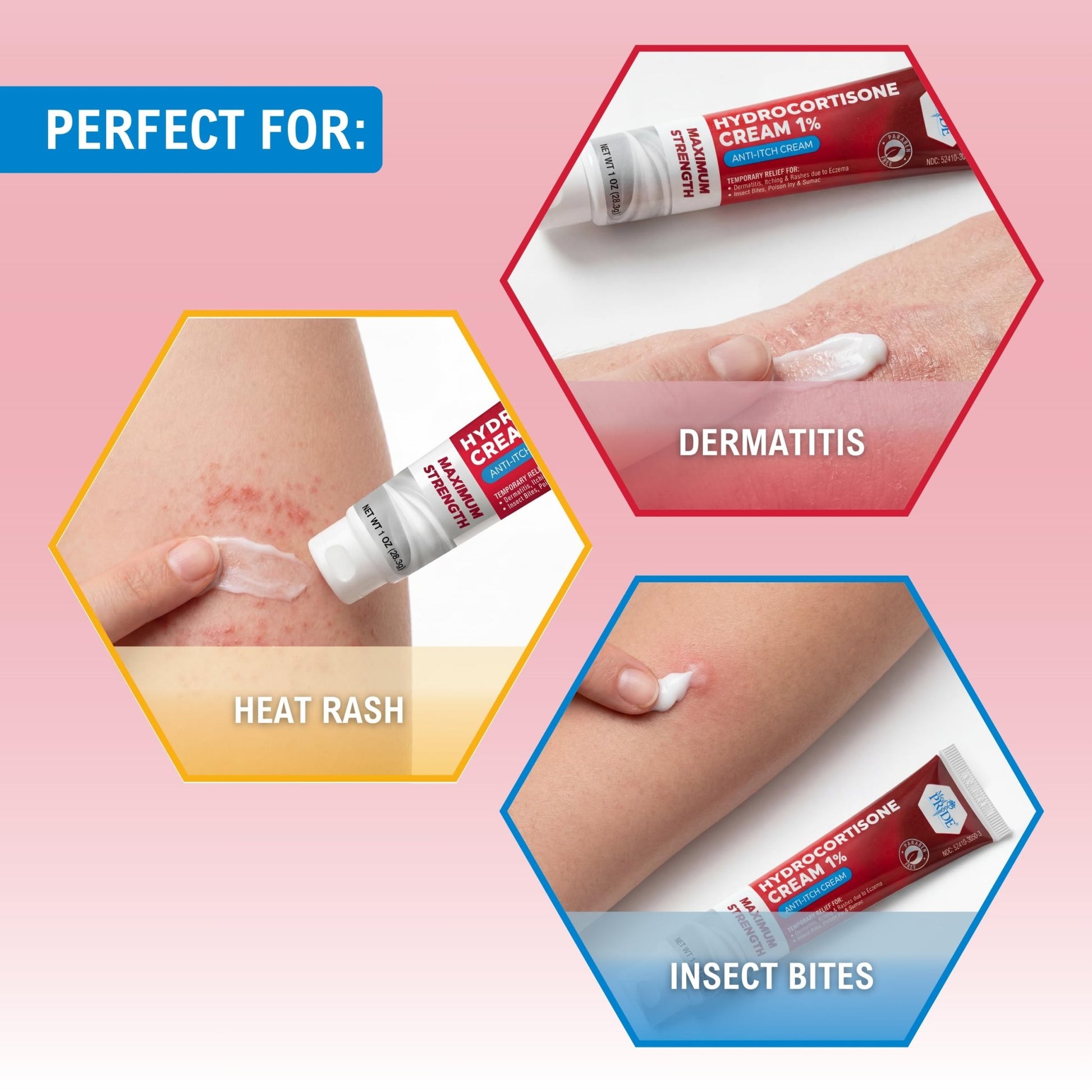 MED Pride Hydro Cortisone (Hydrocortisone) Cream 1% OTC Bulk Pack of 4 X 1 Oz Anti-Itch Ointment for Rash, Eczema, Bug Bites - dailyvitalstore