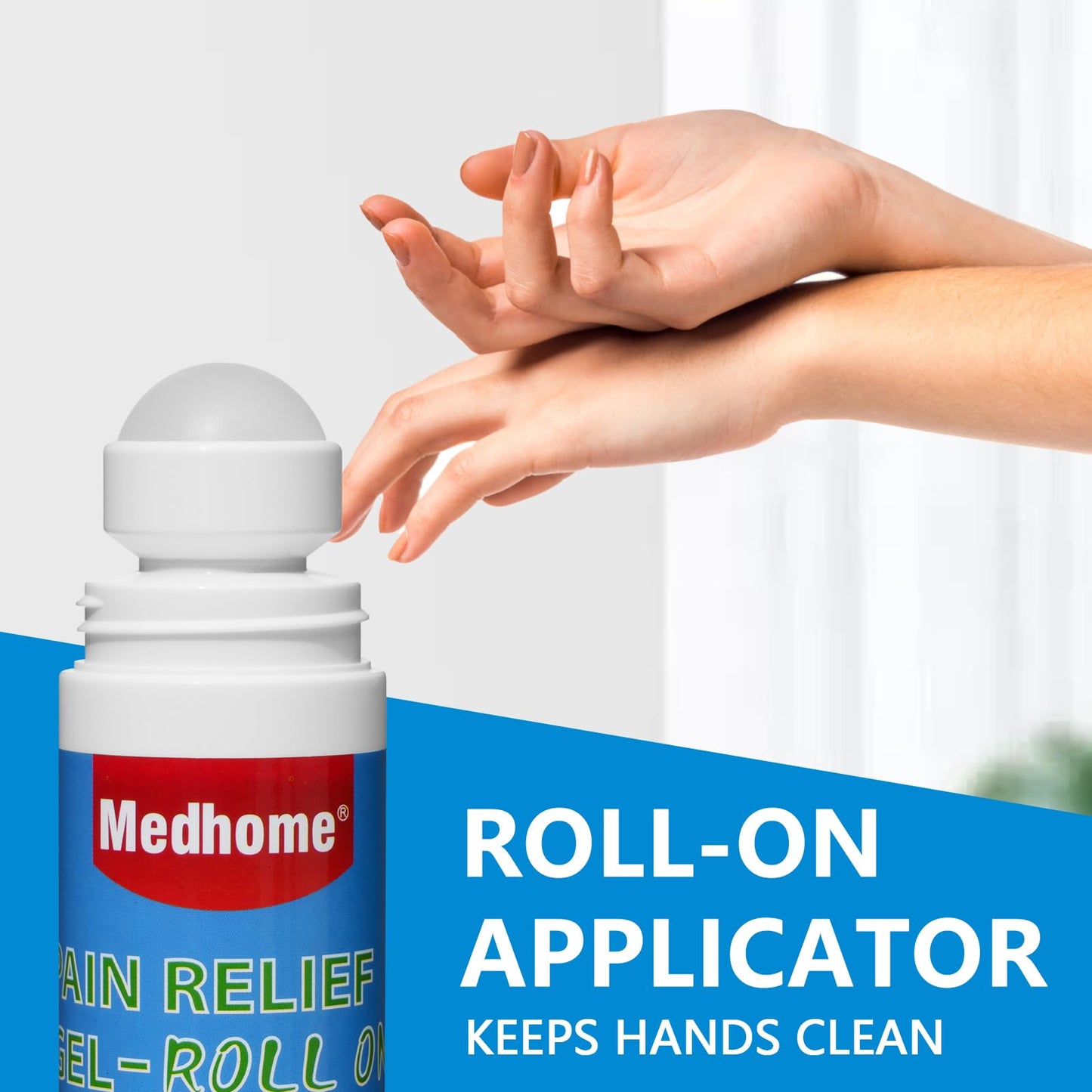 Medhome Pain Relief Roll On, Travel Size Pain Reliever, for Knee, Neck, Hip, Joint, Shoulder, Arthritis Pain Reliever, Fast Acting & Long Lasting Formula, Roll On Menthol Gel 2.5 oz (Pack of 1) - dailyvitalstore