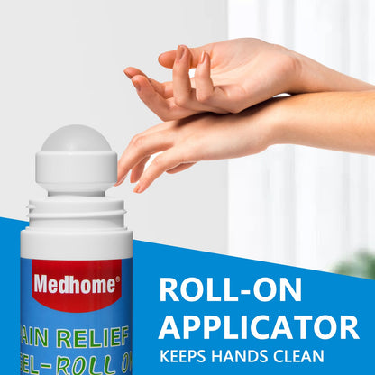 Medhome Pain Relief Roll On, Travel Size Pain Reliever, for Knee, Neck, Hip, Joint, Shoulder, Arthritis Pain Reliever, Fast Acting & Long Lasting Formula, Roll On Menthol Gel 2.5 oz (Pack of 1) - dailyvitalstore