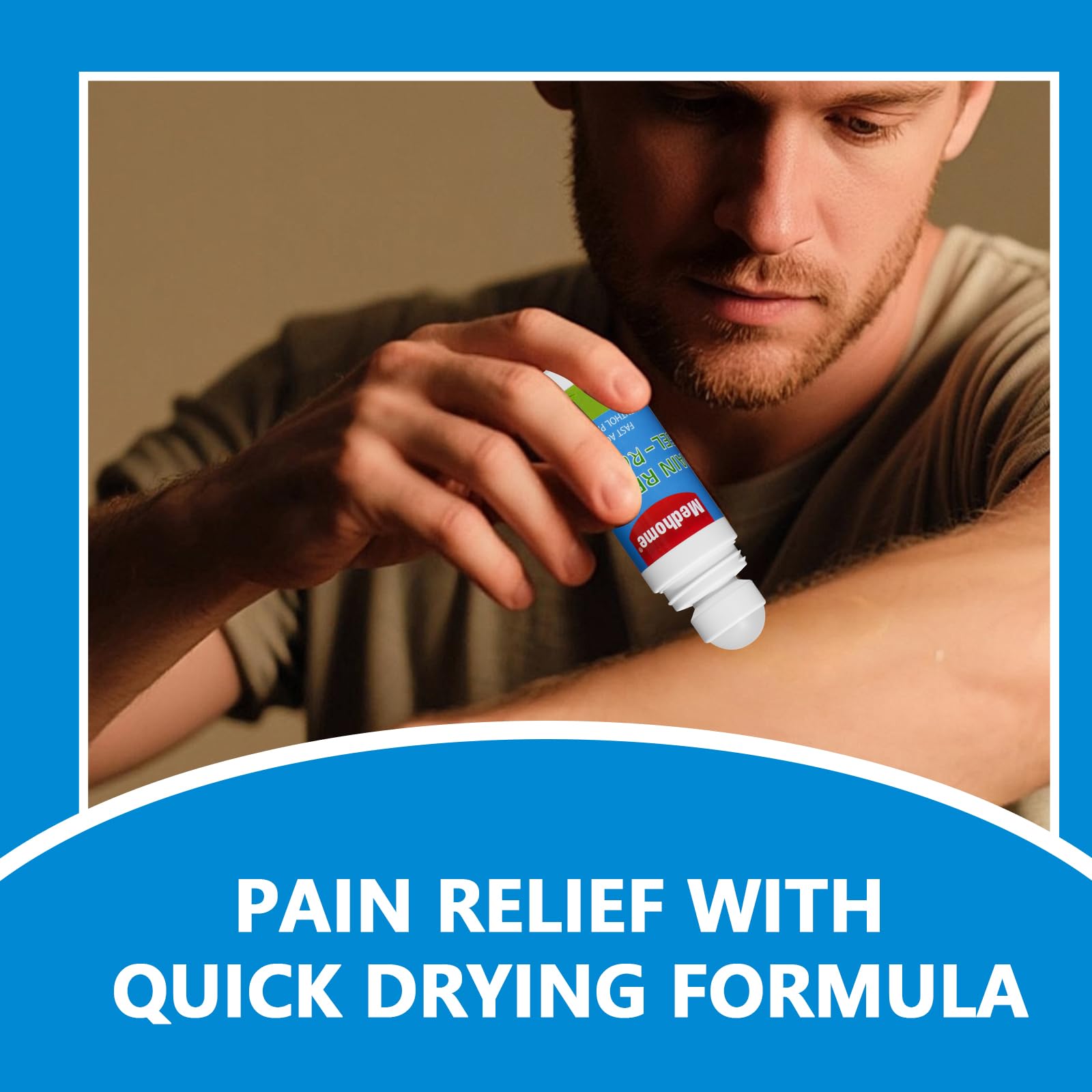 Medhome Pain Relief Roll On, Travel Size Pain Reliever, for Knee, Neck, Hip, Joint, Shoulder, Arthritis Pain Reliever, Fast Acting & Long Lasting Formula, Roll On Menthol Gel 2.5 oz (Pack of 1) - dailyvitalstore