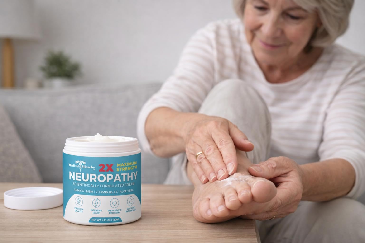 Medical Miracles Neuropathy Cream 2X Strength | Nerve Therapy Max Potency Relief for Feet, Hands, Legs, Toes - Arnica, Vitamin B6, Aloe Vera, MSM - Crafted for Exceptional Relief 4oz - dailyvitalstore