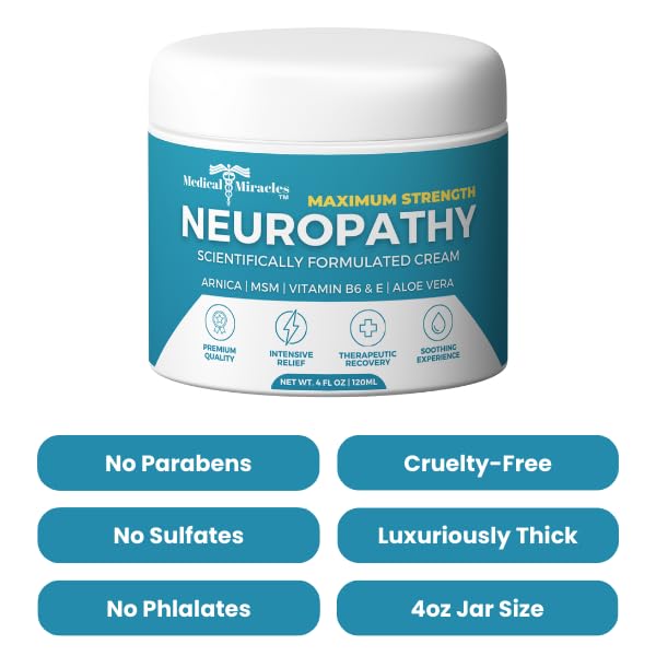 Medical Miracles Neuropathy Cream | Nerve Therapy Max-Potency Relief Cream for Feet, Hands, Legs, and Toes - Enriched with Arnica, Vitamin B6, Aloe Vera, MSM - Crafted for Exceptional Relief 4oz - dailyvitalstore