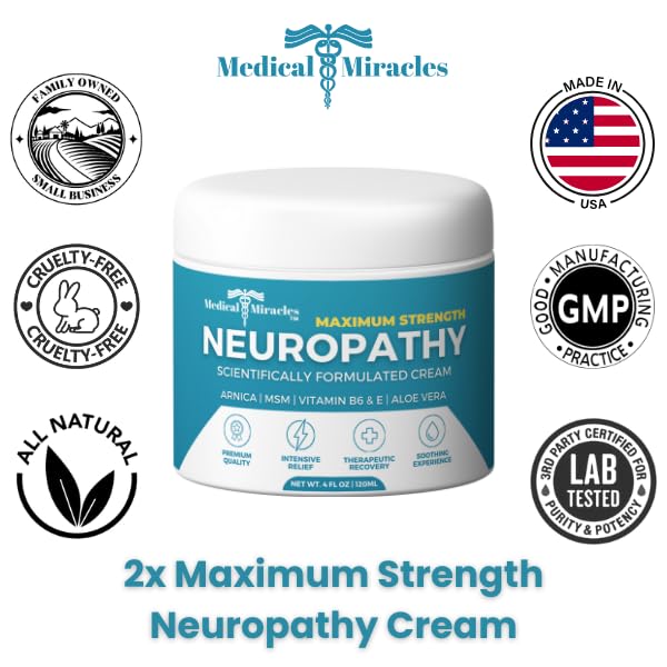Medical Miracles Neuropathy Cream | Nerve Therapy Max-Potency Relief Cream for Feet, Hands, Legs, and Toes - Enriched with Arnica, Vitamin B6, Aloe Vera, MSM - Crafted for Exceptional Relief 4oz - dailyvitalstore