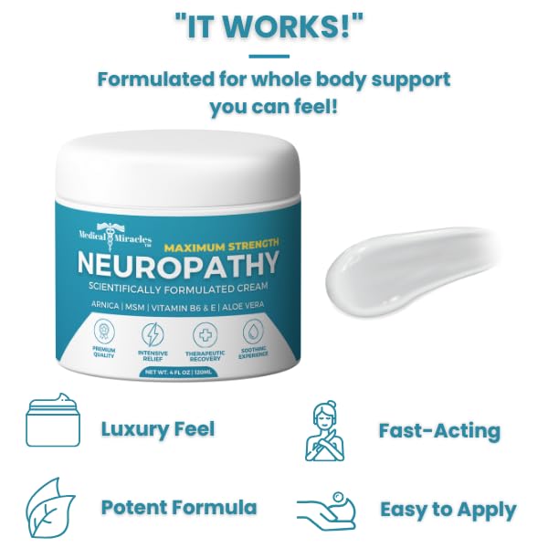 Medical Miracles Neuropathy Cream | Nerve Therapy Max-Potency Relief Cream for Feet, Hands, Legs, and Toes - Enriched with Arnica, Vitamin B6, Aloe Vera, MSM - Crafted for Exceptional Relief 4oz - dailyvitalstore
