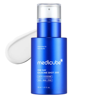 medicube Exosome Shot Zero 2,000 PPM Spicule Facial Serum | Liquid Skin Booster Serum | Exosome, AHA+BHA+PHA | Pore Care, Dead Skin Cells, - dailyvitalstore