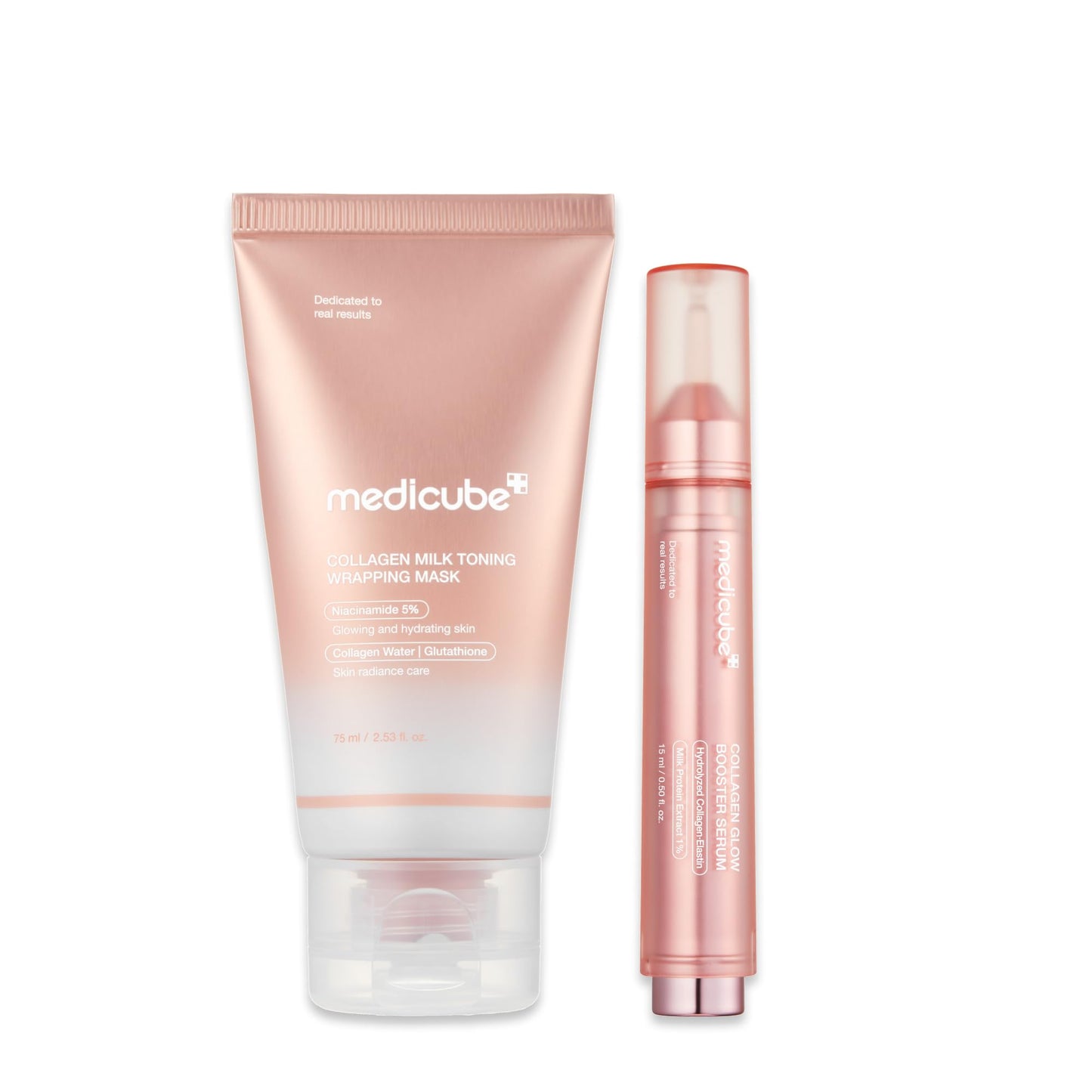 medicube Milky Collagen Double Glow Lock Duo: Collagen Glazed Milky Wrapping Mask and Booster Serum | 130DaCollagen, Niacinamide, Glutathione for Plumped, Radiant Glass Skin - dailyvitalstore