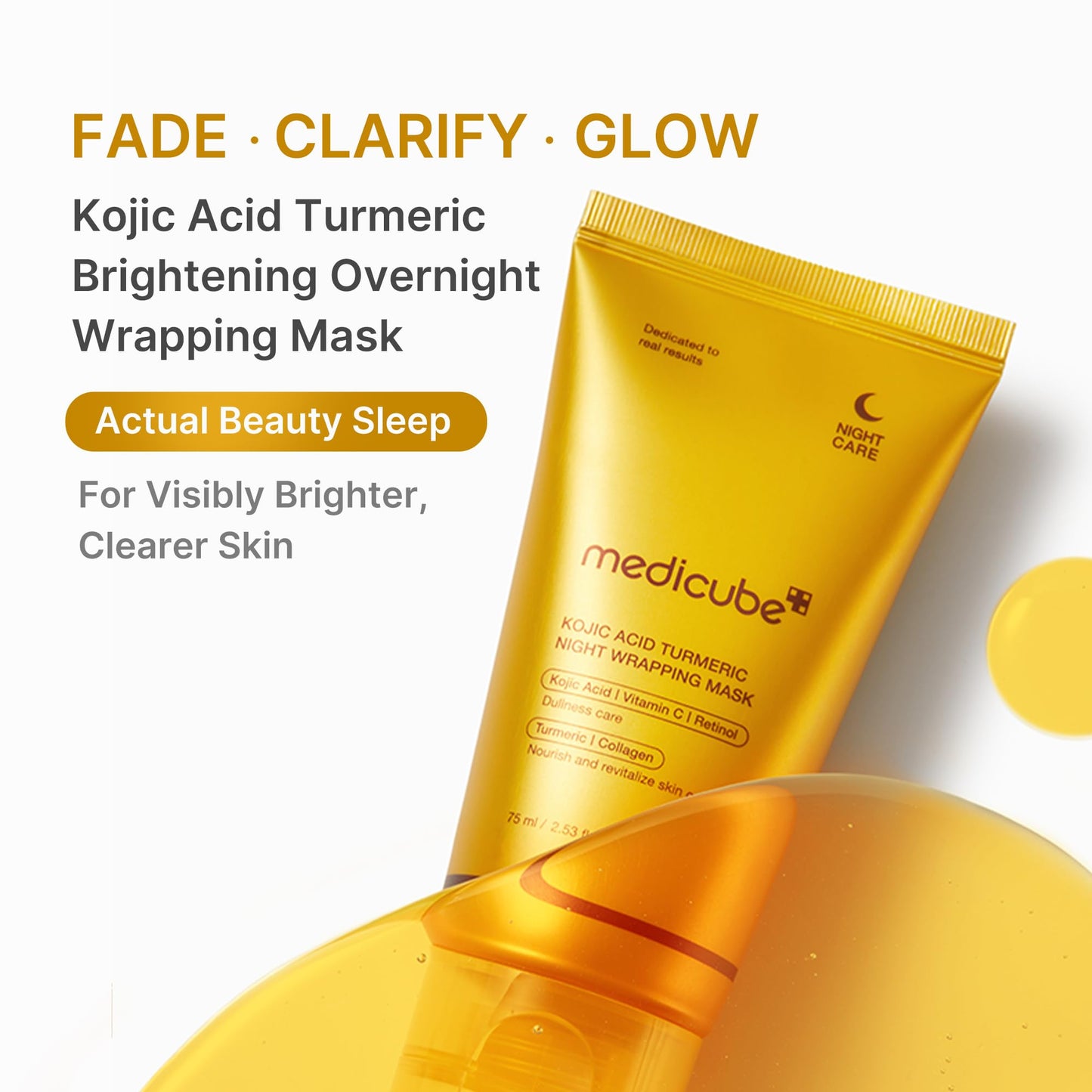 medicube Wrapping Mask Kojic Acid, Turmeric, Vitamin C Overnight Peel Off Facial Mask | Brighten & Defends Against Skin Stress for a Clear, Glowing Complexion | Korean Skin Care, 2.53 fl.oz - dailyvitalstore