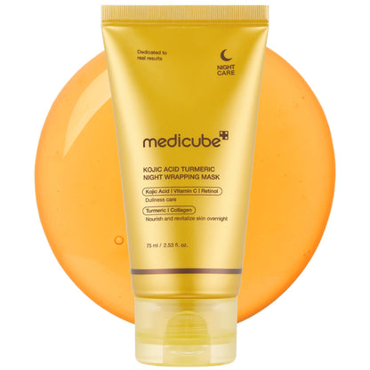 medicube Wrapping Mask Kojic Acid, Turmeric, Vitamin C Overnight Peel Off Facial Mask | Brighten & Defends Against Skin Stress for a Clear, Glowing Complexion | Korean Skin Care, 2.53 fl.oz - dailyvitalstore