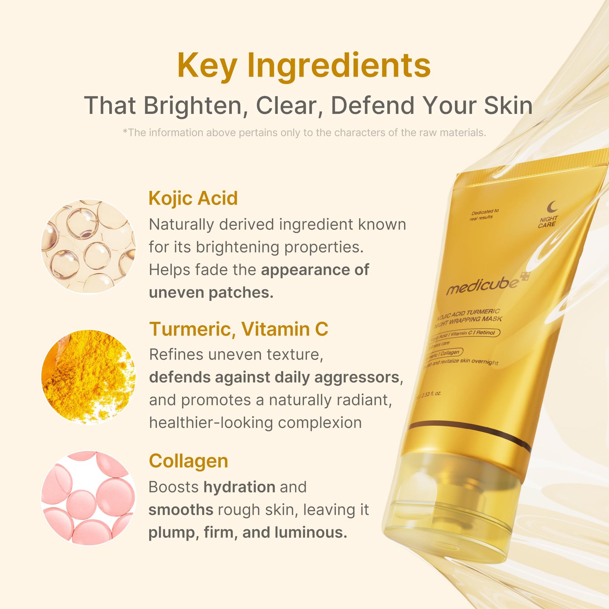 medicube Wrapping Mask Kojic Acid, Turmeric, Vitamin C Overnight Peel Off Facial Mask | Brighten & Defends Against Skin Stress for a Clear, Glowing Complexion | Korean Skin Care, 2.53 fl.oz - dailyvitalstore