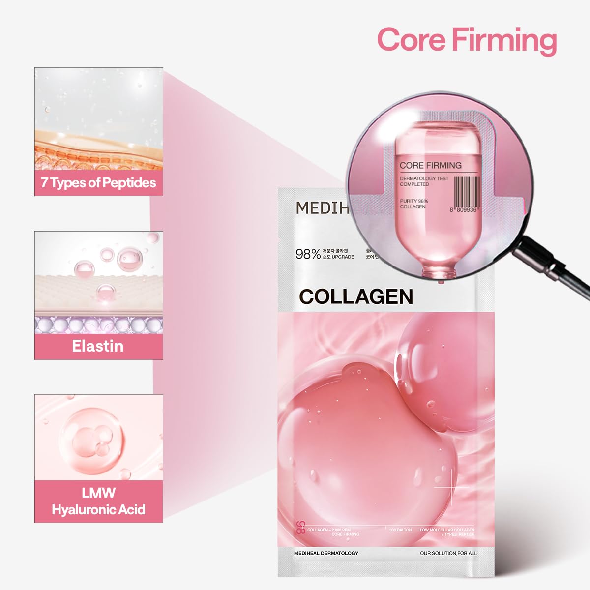 MEDIHEAL Essential Face Mask [Skin Firming] 10 pcs. for Plumping Hydration, Glass Skin & Skin Nourishment - Travel Essentials, Korean Beauty Sheet Mask - dailyvitalstore