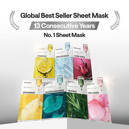 MEDIHEAL Essential Face Mask [Skin Firming] 10 pcs. for Plumping Hydration, Glass Skin & Skin Nourishment - Travel Essentials, Korean Beauty Sheet Mask - dailyvitalstore