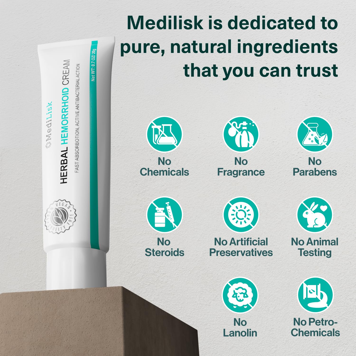 MediLisk Herbal Hemorrhoid Cream – Hemorrhoid Treatment – Fast Acting Formula for Supporting with Itching & Burning – Non-Steroidal Natural Formula – 0.7 oz – Pack of 1 - dailyvitalstore